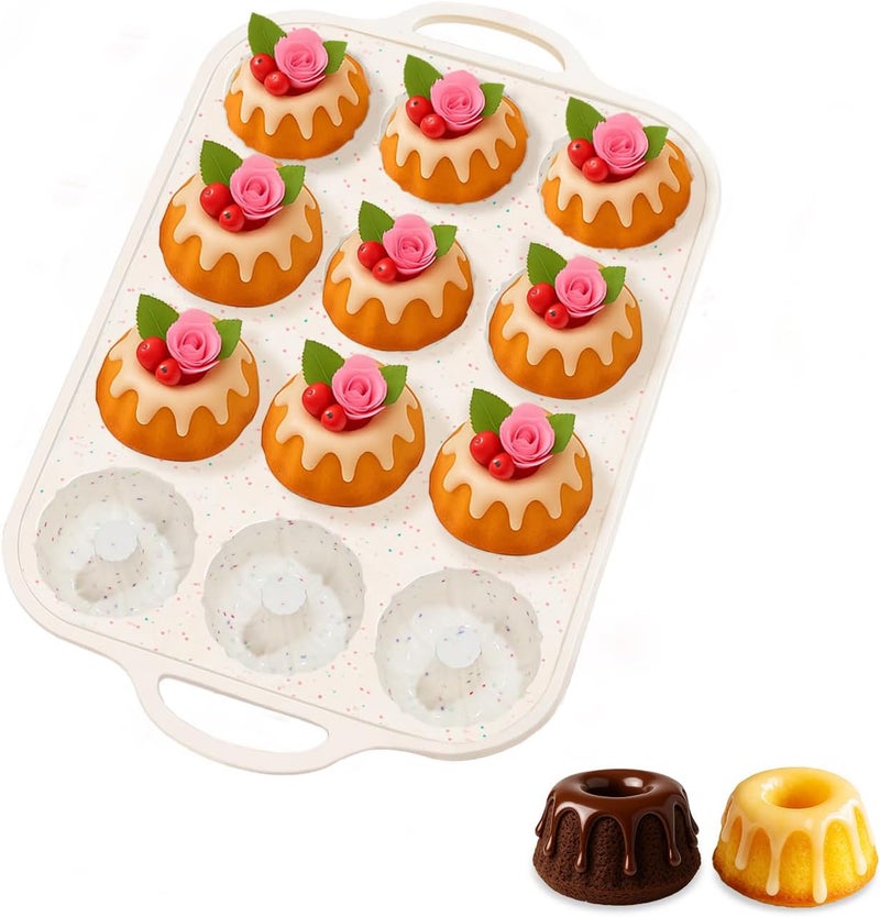 SJ قالب أنبوبي صغير من السيليكون مزود بإطار معزز معدني، غير لاصق (1 قطعة) ، قوالب سيليكون للجلاتين، قالب خبز كعكة صغيرة لشيكوفلان، دونات، خبز ذرة، براونيز، جلي - Image 1